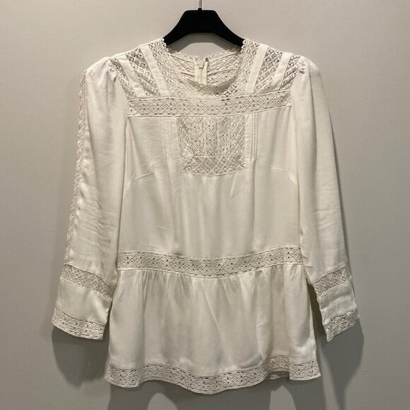 J Crew White Blouse TopnLaceynPeasant - Picture 4 of 15